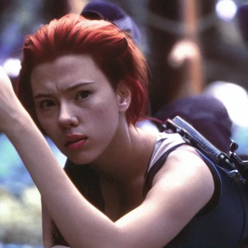 Prompt: a still of Scarlett Johansson in Battle Royale (2000)