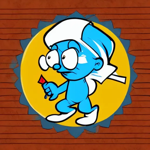 Prompt: papa smurf comic - book drawing from mad - magazine pen and ink with full - color artwork, vector svg