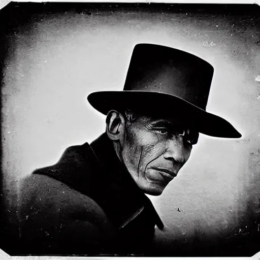 Prompt: an 1 8 0 0 s photo of barrack obama playing the role of clint eastwood, squinting at high noon, in the style of a clint eastwood movie, the good, the bad and the ugly, vibe, glory days, mount rushmore, justice, american flag, independence, patriotism, black and white, artgerm