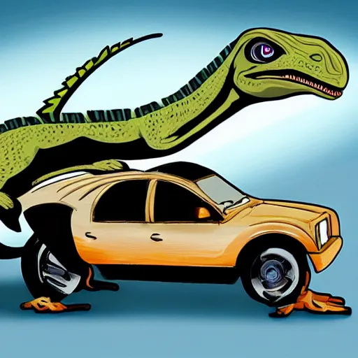 Prompt: velociraptor as a car
