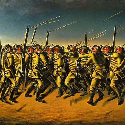 Image similar to Armies about to clash by Salvidor Dali.