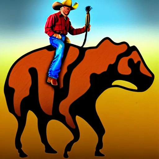 Image similar to a cowboy riding a tardigrade