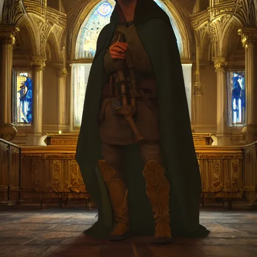 Prompt: epic portrait an hooded man praying in a church during a battlefield, digital painting, artstation, concept art, soft light, hdri, smooth, sharp focus, illustration, fantasy, intricate, elegant, highly detailed, D&D, matte painting, in the style of Greg Rutkowski and Alphonse Mucha and artemisia, 8k, highly detailed, jurgens, rutkowski, bouguereau, pastoral, rustic, georgic, detailed concept art, illustration, colorful pastel, painting, detail, ultra detailed, digital art, 4K,