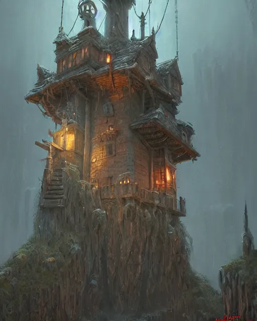 Image similar to dramatic hangman scene at the gallows pole!!! robust fantasy castle, calming, uplifting mood, ultra realistic, funny, small buildings, highly detailed, epic lighting, illuminated, cinematic, morning, art by eddie mendoza