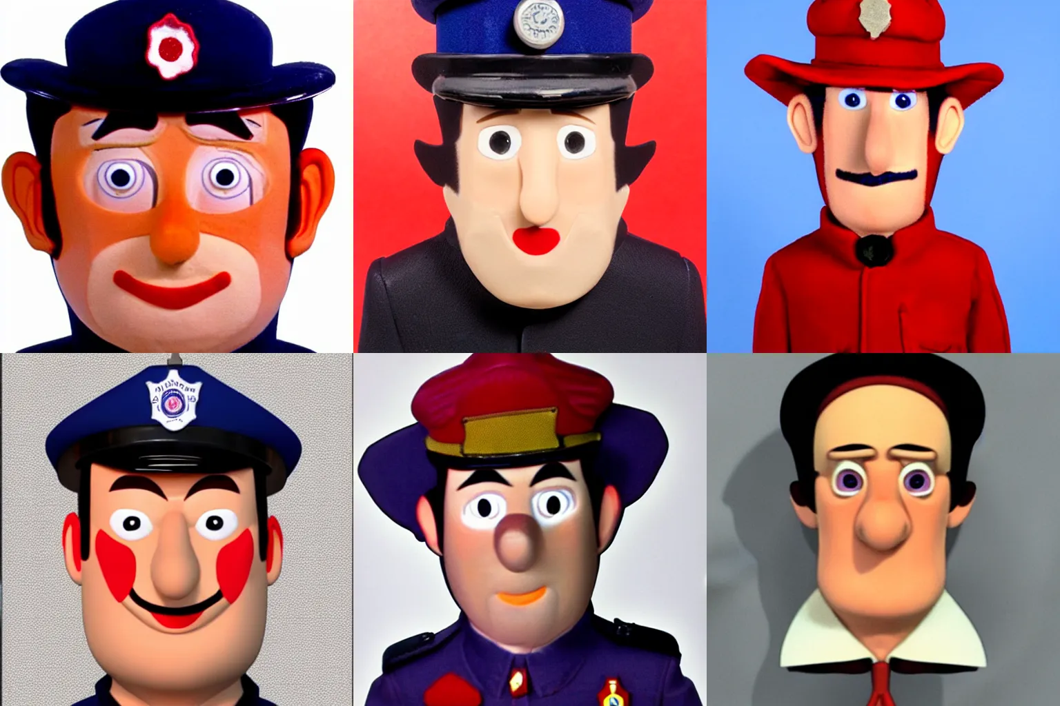 Prompt: Police mugshot of Postman Pat as a living person looking tired with bloodshot eyes