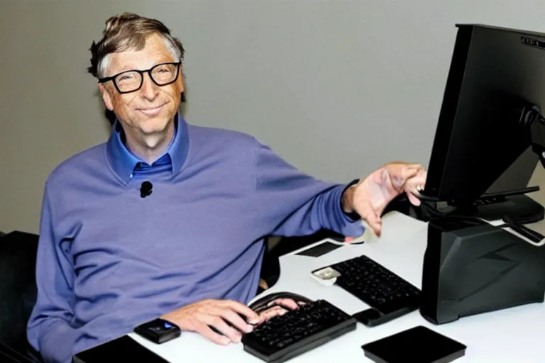 Image similar to bill gates using pc