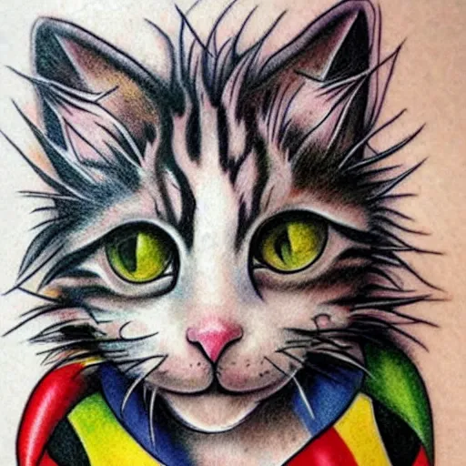 Image similar to clown cat tattoo design