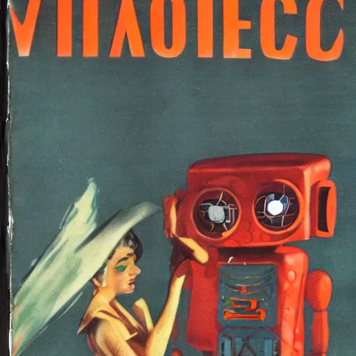Image similar to 1 9 6 0 s science fiction book cover, robotic vampires, high quality, high resolution