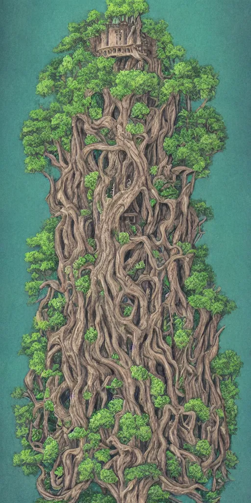 Image similar to a detailed portrait of a tree castle