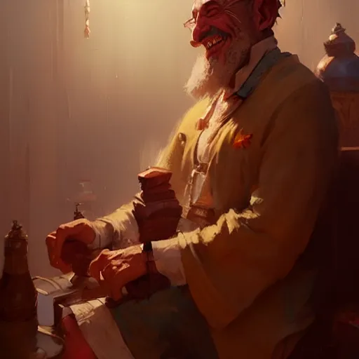 Prompt: a happy merchant jew, by greg rutkowski, artstation, by artgerm, by wlop