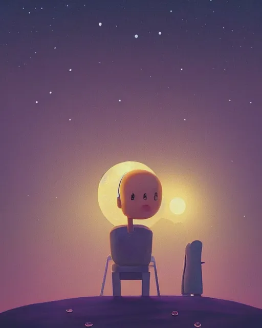 Image similar to beautiful painting of a smiling moon at night, art by mike winkelmann, golden hour, illustration, highly detailed, simple, smooth and clean vector curves, no jagged lines, vector art, smooth, artstation
