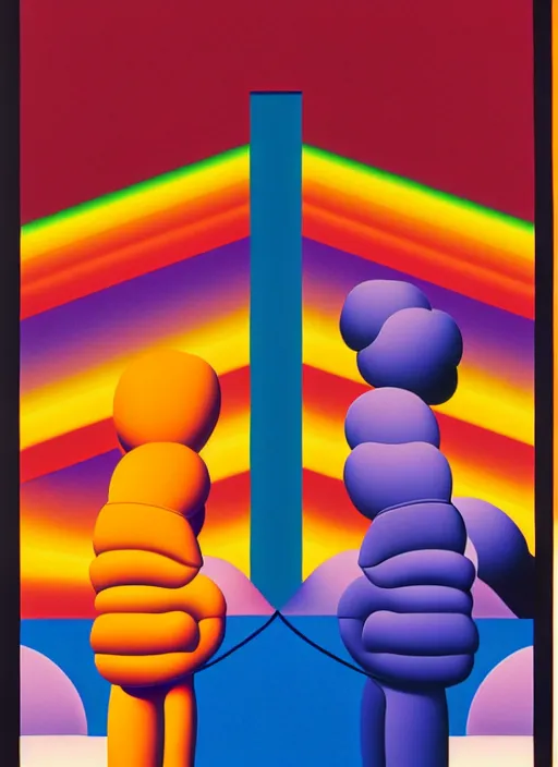 Image similar to duality of men by shusei nagaoka, kaws, david rudnick, airbrush on canvas, pastell colours, cell shaded, 8 k,