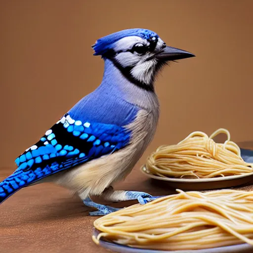 Image similar to bluejay eating spaghetti