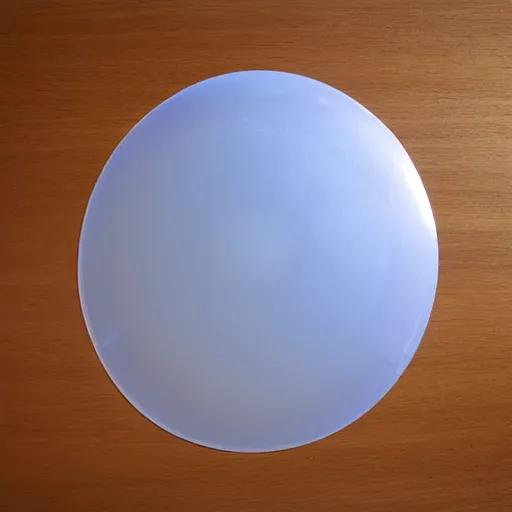 Prompt: large translucent but visible disk-shaped