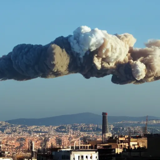 Image similar to nuke explosion in the skyline from barcelona seen from vallvidrera