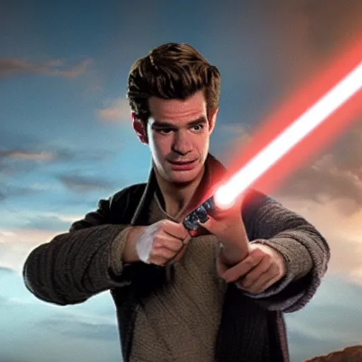 Prompt: a film still of andrew garfield as a jedi in star wars realistic, detailed