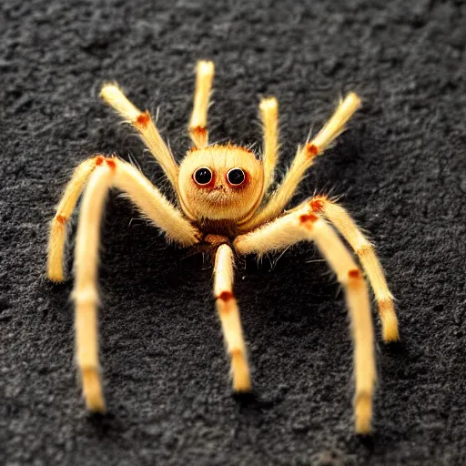 Prompt: a spider whose body is covered in long blonde hair