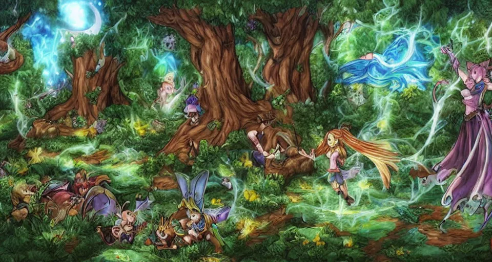 Image similar to Enchanted and magic forest, from FF7