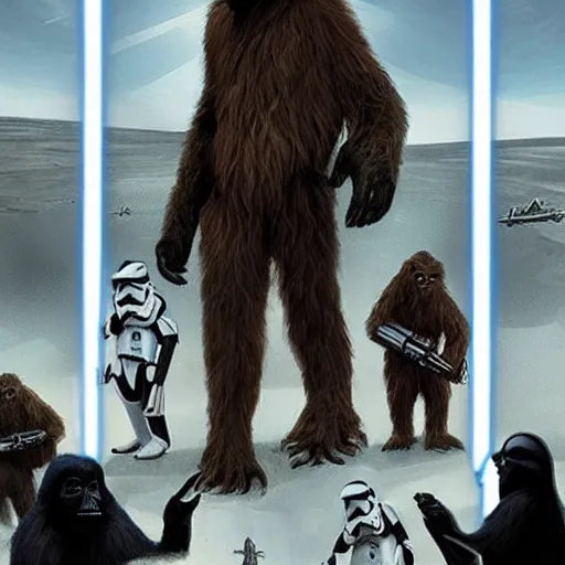 Prompt: star wars in style of planet of the apes