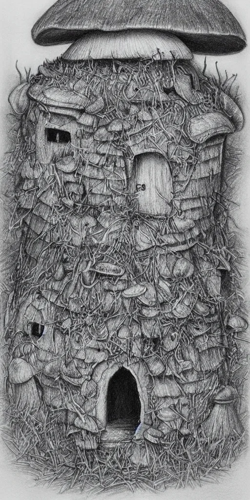 The stone mushroom house Drawing by Tim Ernst - Fine Art America