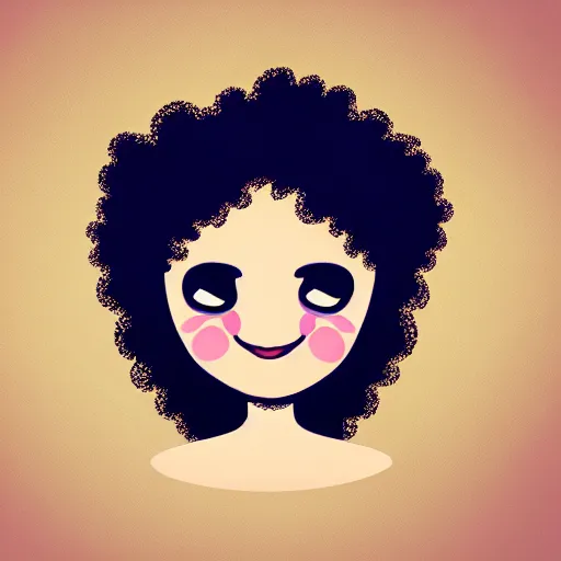 Image similar to a cute female scrunchie character, afro, design, detailed eyes, concept, logo