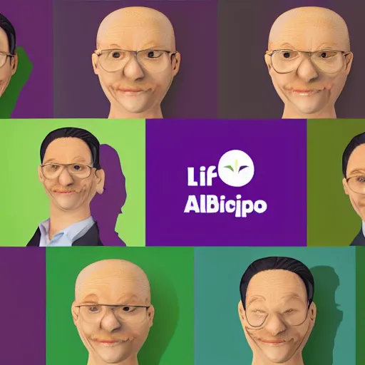 Image similar to hyperreal lifelike corporate portrait, anthropomorphic edible piechart, snake oil ceo, uncle aloysius family medicine depot, purple green color scheme, detailed lifelike facial features, professional studio lighting