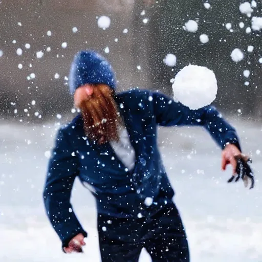 Image similar to a snowball falling on a man's head. the snowball is shattering into pieces.