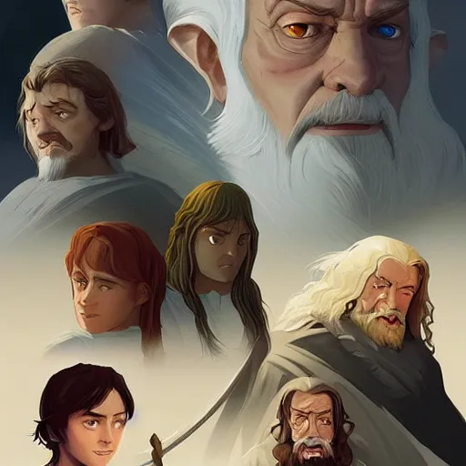 Image similar to face icon stylized minimalist the lord of the rings : the fellowship of the ring 2 0 0 1, loftis, cory behance hd by jesper ejsing, by rhads, makoto shinkai and lois van baarle, ilya kuvshinov, rossdraws global illumination