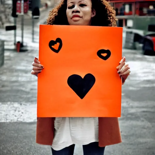 Image similar to cute orange tabby cat holds sign that says