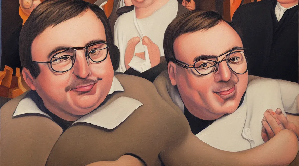 Image similar to portrait of Linus Torvalds painted by fernando botero