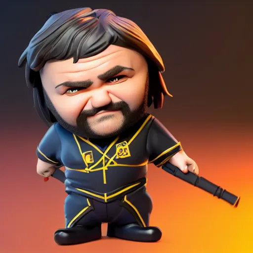 Prompt: jack black chibi action figure, centered, well lit 3 d render, unreal engine, octane render, trending on artstation