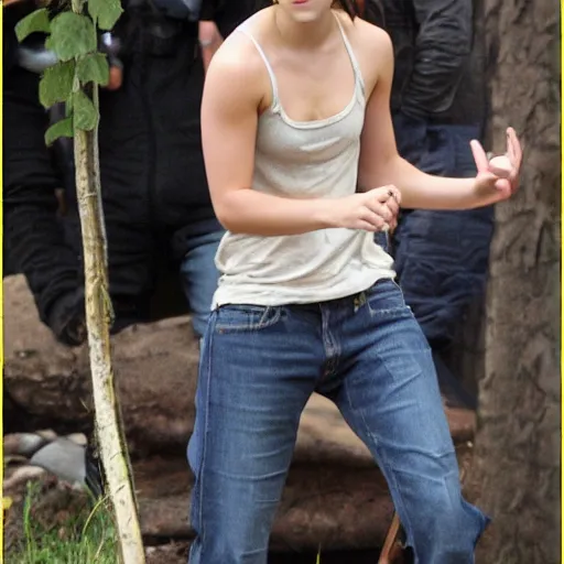 Image similar to emma watson catching sasquatch