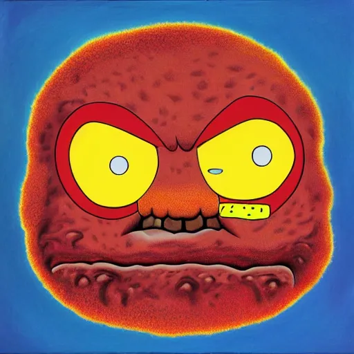 Image similar to a hd surrealism painting of meatwad from aqua teen hunger force.