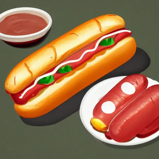 Image similar to pudge from dota 2 eating hot dog. photorealistic. highres. 3 d.