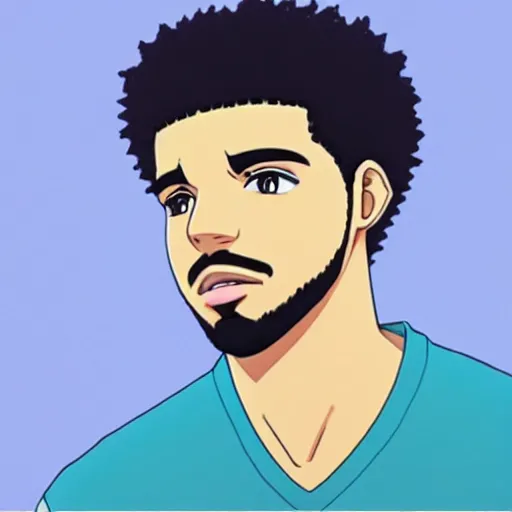 Prompt: portrait of Drake in an anime cartoon