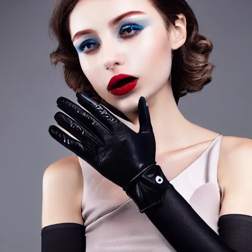 Prompt: Fashion photography, Glove Product, Dystopian Clothe Binding Gloves