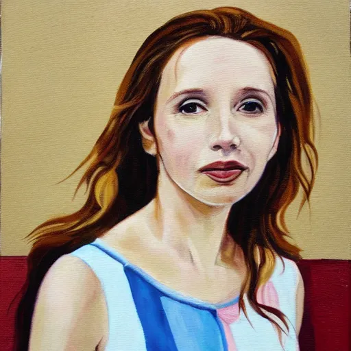 Image similar to a painting of julie delpy