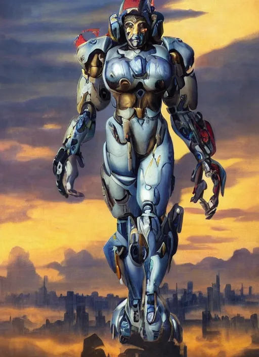 Prompt: biblical mecha daemonic slim fit female, dynamic pose, in clouds over a city, sunset, big eyes, portrait by mikhail vrubel, studio lighting, muted colors, by frank frazetta, extreme detail, reflections, trending on artstation, 8 k