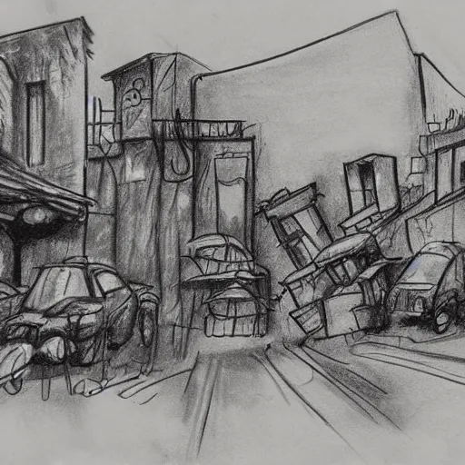 Image similar to milt kahl sketch of slums of miami