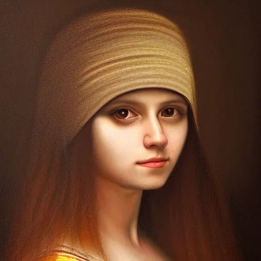 Image similar to ultra realistic portrait painting of female DJane MissK8, painted by Da Vinci