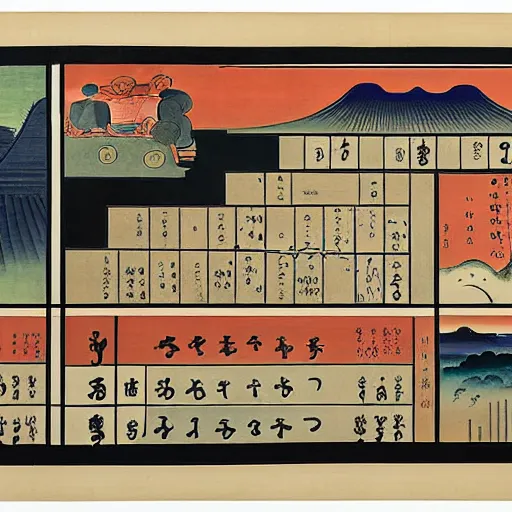 Prompt: dashboard with various numerical charts tracking the health of a city, diego rivera in Ukiyo-e style variation 1, HD