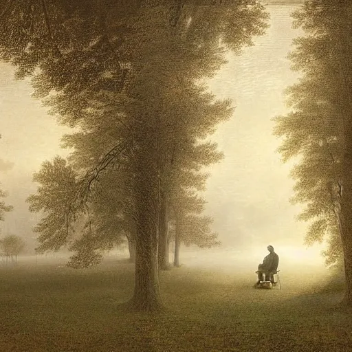 Image similar to an impressively euphoric 1 8 0 0 s romanticism - inspired photograph depicting a man playing a piano underneath a foggy tree line at dawn inspired by liberty leading the people