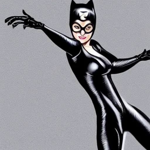 Image similar to High definition, high octane, award winning full body shot of Catwoman posing for the camera, realistic.