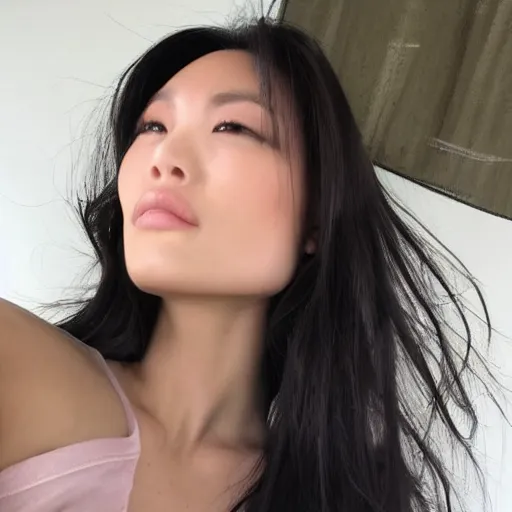 Prompt: Meg Kimura, beautiful model, selfie, photorealistic, trending on instagram