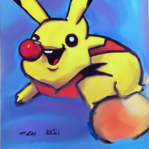 Prompt: oil painting of Pikachu