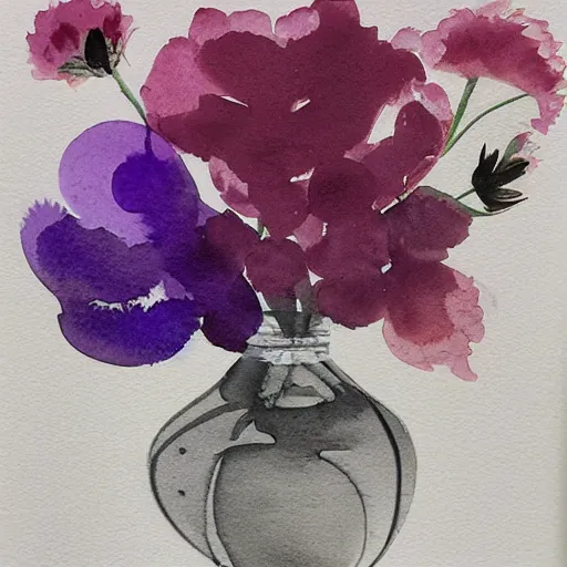 Image similar to monochrome watercolor high vase with dry flowers