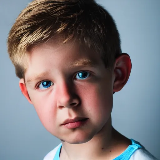 Image similar to A 35mm photograph of Thor as a kid, high details, medium shot, studio lighting