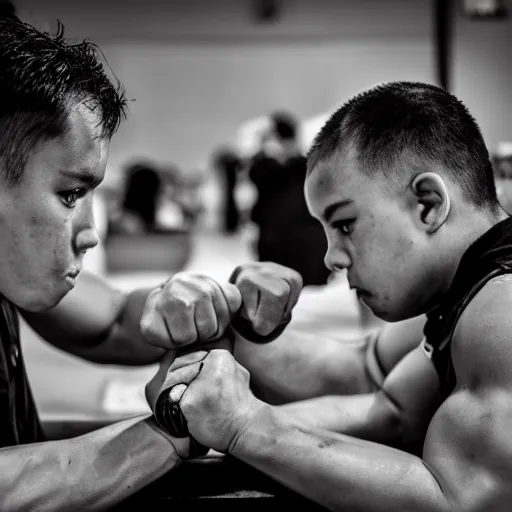 Prompt: arm wrestling. sigma 5 5 mm photo.