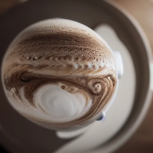 Image similar to The planet Jupiter as cream and foam on a cup of coffee