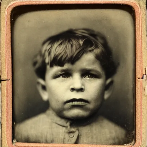 Image similar to facial portrait of a 3 year old boy, 1 9 1 9, ambrotype, by george s. cook, award winning